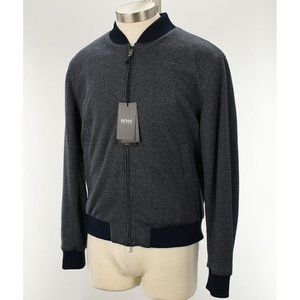 HUGO BOSS Mens Navy Blue NOLWIN Birdseye Slim Fit Bomber Jacket 38R NWT